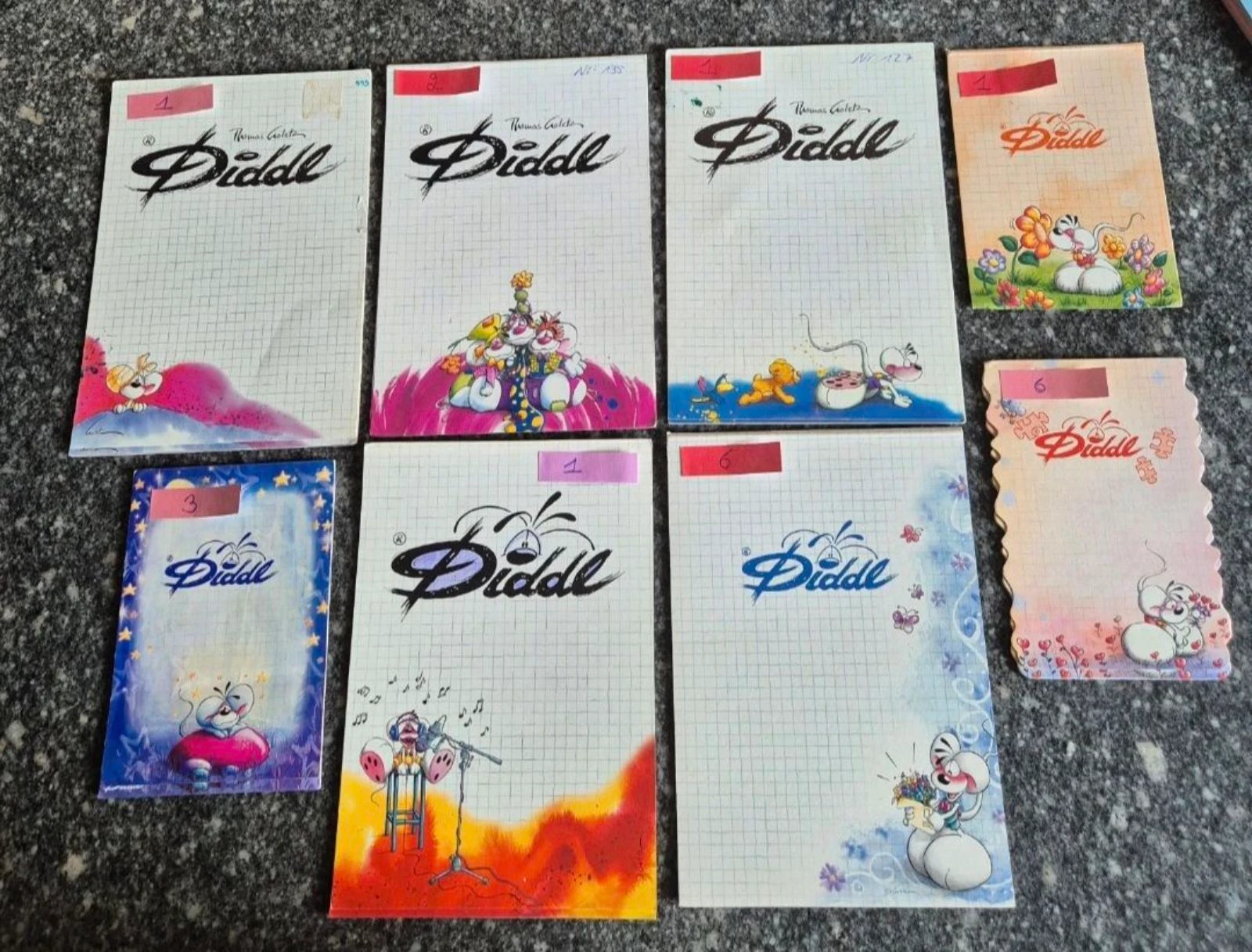 Set van 8 Diddl restblokken 